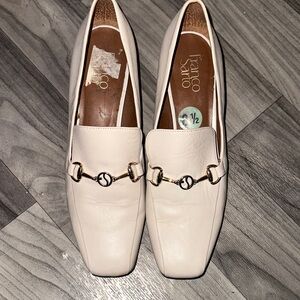 Franco Sarto Women's Off-White Loafers with Gold Accent